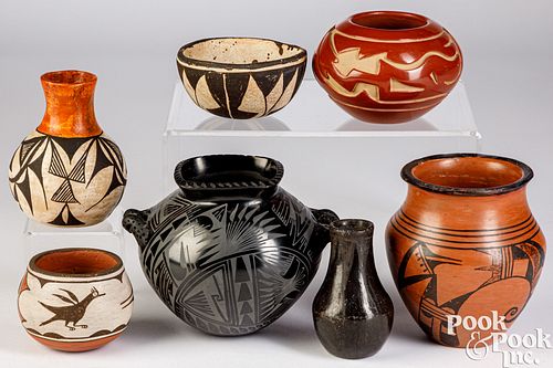 Seven Indian pottery items
