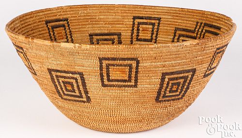 Large California Mission Indian geometric basket