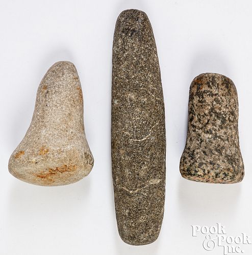 Three Native American Indian stone pestles