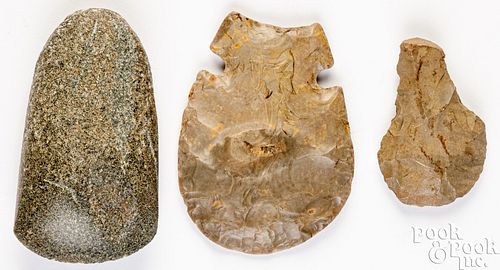 Three Indiana Indian stone items