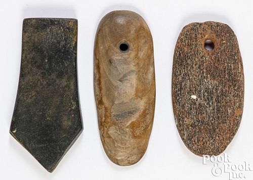 Three Native American Indian stone pendants