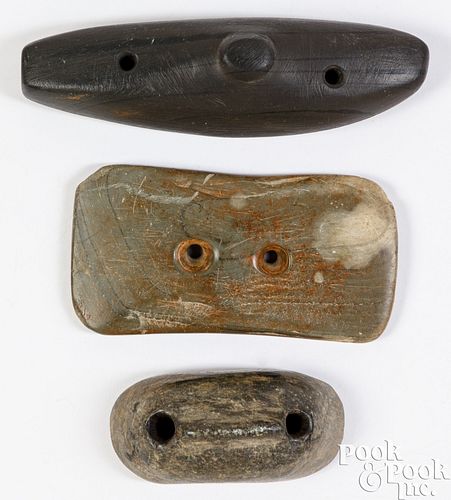 Three Native American Indian stone gorgets