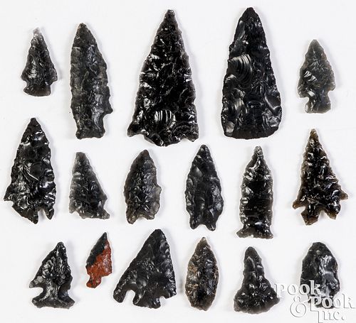 Seventeen Native American Indian stone points