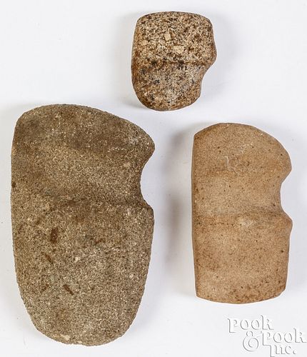 Three Indian 3/4 groove stone axe heads