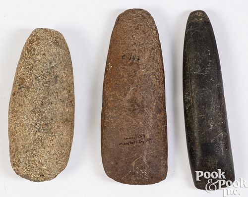 Three Midwest Indian stone celts