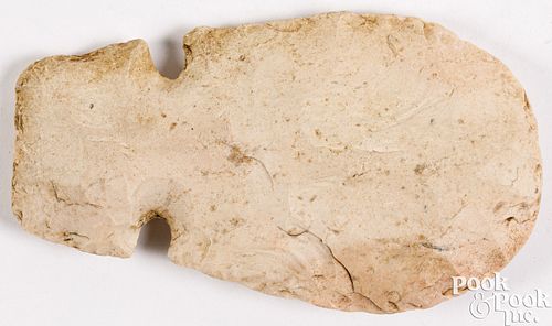 Midwest Indian side-notched stone spade or scraper