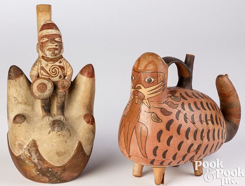 Moche pottery warrior vessel