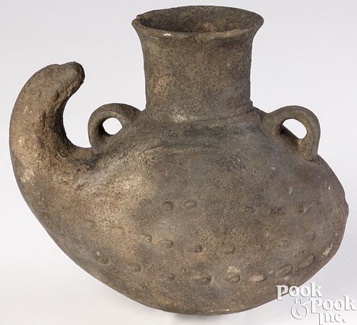 Inca blackware figural gourd vessel