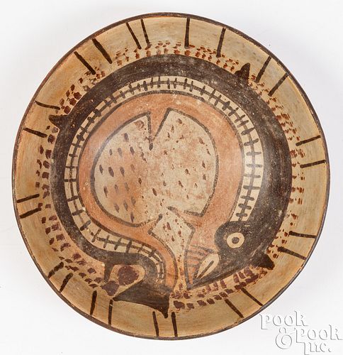 Nazca polychromed pottery bowl, with fish