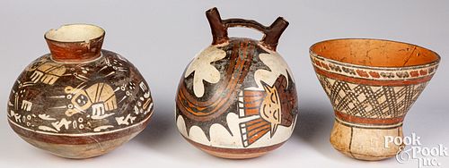 Three Nazca polychromed pottery vessels