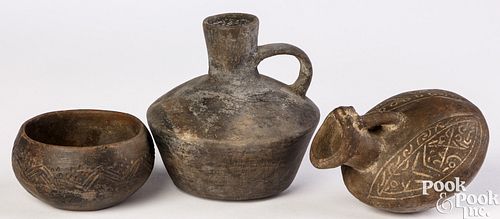 Three pottery vessels