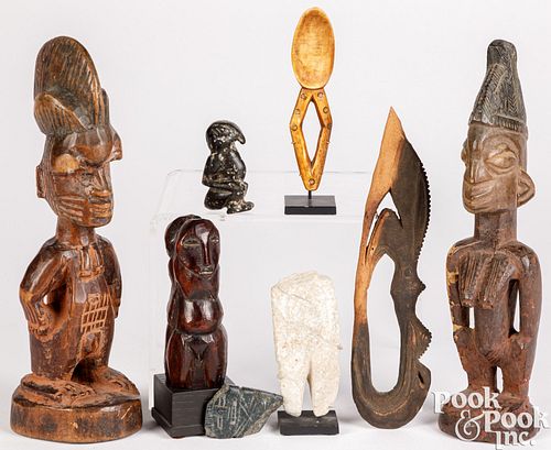 Eight ethnographic figural tribal pieces