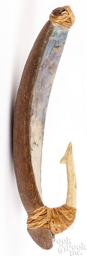 Micronesian abalone wood and bone fish hook