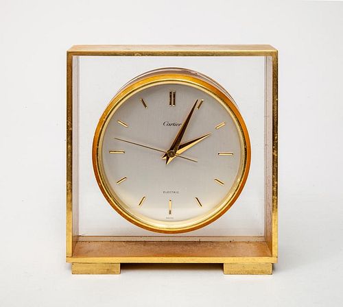 Cartier Brushed Gilt-Metal Clock