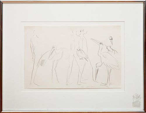 Mary Frank (b. 1933): Untitled (Birds and Nudes)