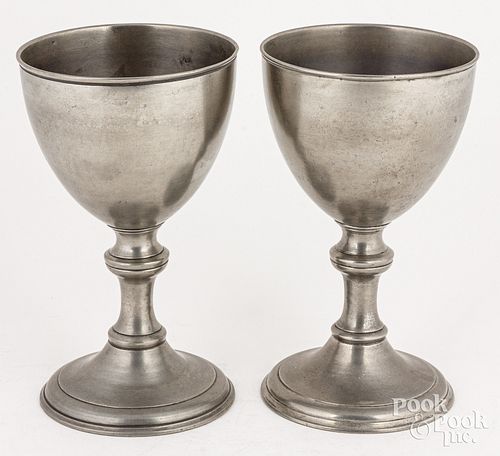 Pair of pewter Scottish chalices, late 18th c.