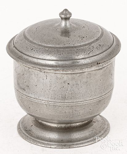 Thomas Danforth II covered pewter sugar bowl