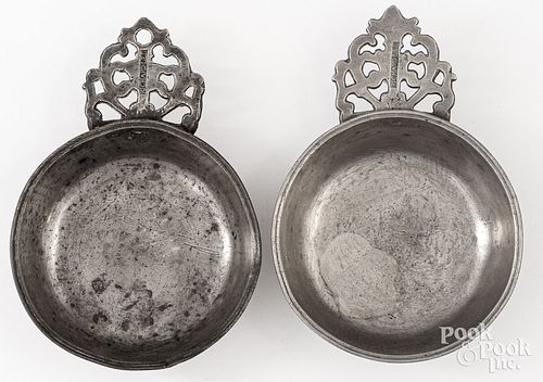 Two pewter porringers, early 19th c.