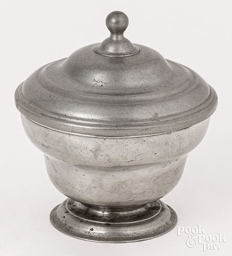 Footed pewter sugar bowl, ca. 1780