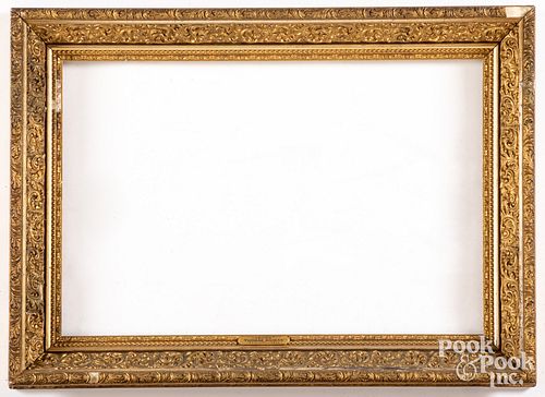 Giltwood frame, 19th c., with Thomas Moran plaque