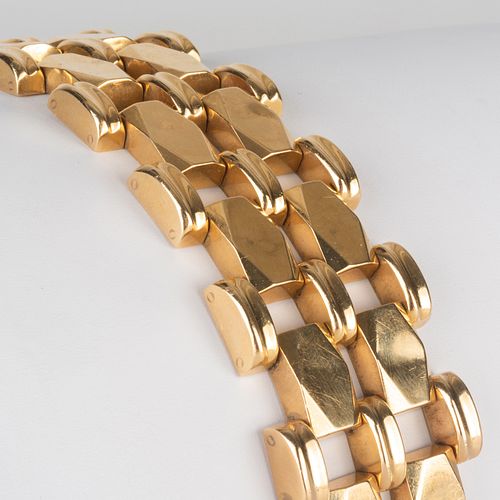 Modern 14k Gold Wide Link Bracelet