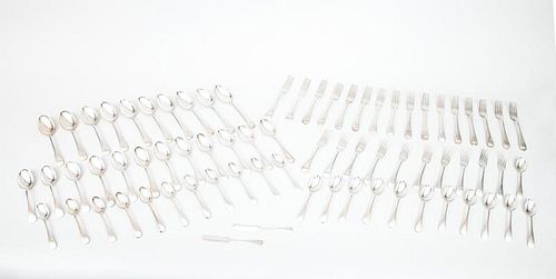 English Monogrammed Silver-Plated 72-Piece Part Flatware Service, Retailed by Tiffany & Co.