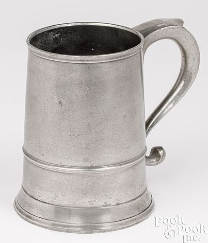 Rare Philadelphia pewter quart mug, 18th c.