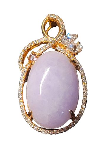 Purple Jadeite and quartz pendant with report