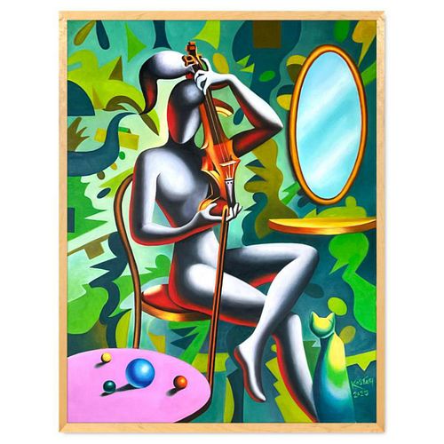 Mark Kostabi, "Cremonamania" Framed Original Painting on Canvas (42" x 54"), Hand Signed with Certificate of Authenticity.