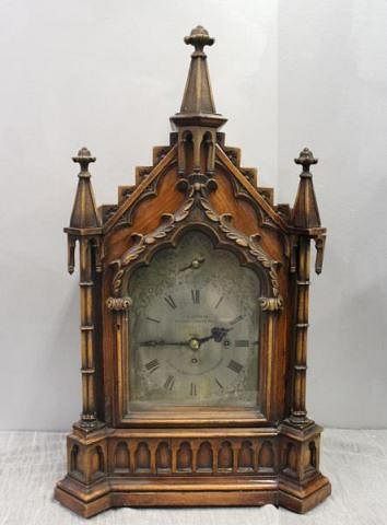 Victorian Gothic Revival Oak Bracket Clock By J.W.