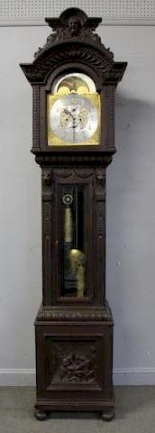 Tiffany & Co Highly Carved Tall Case Clock With