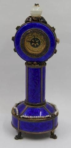 Blue Enamel Decorated Clock.