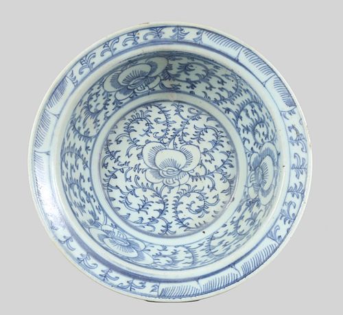 Chinese Ming Dynasty Blue and White Porcelain Shipwreck Bowl