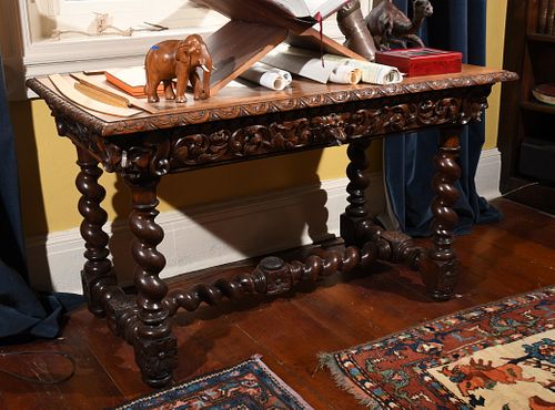 Continental Baroque Style Oak Library Table
