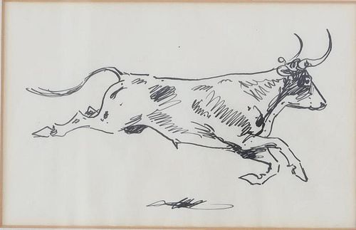 Edward Borein (1872–1945) Running Bull To Right