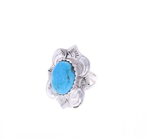 Navajo Chaz Tsosie Sterling Silver Turquoise Ring