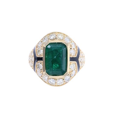 GIA Certified Emerald Diamond & 18k Gold Ring