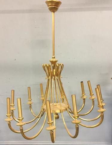 Midcentury Lumiere Gold Plated Chandelier.