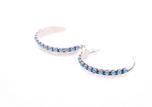 Navajo Sterling & Petite Point Turquoise Earrings