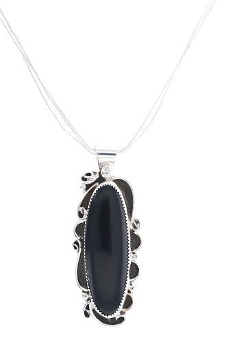 Navajo Calvin Tom Black Onyx Sterling Necklace sold at auction on 3rd ...