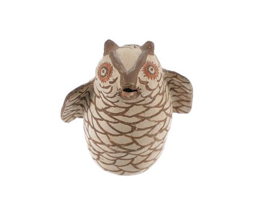 Ca. 1900-1930's Zuni Owl Polychrome Pottery Effigy