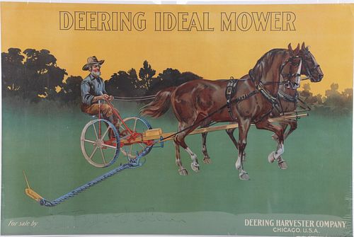 Original 1900 Deering Harvester Advertising Poster