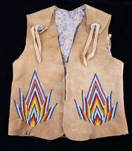 C. 1960's Montana Apsaalooke Crow Beaded Mans Vest