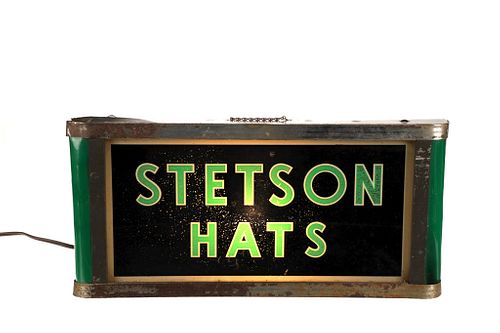 1930-40s Stetson Hats Light Up Advertisement Sign