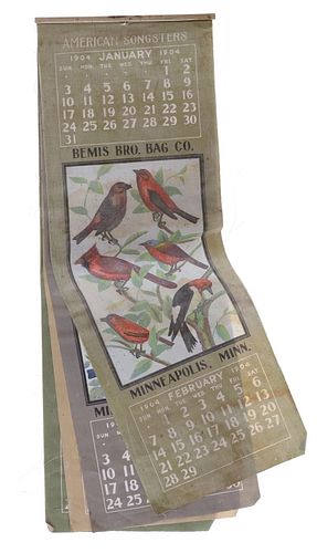 1904 Bemis Brothers Bag Co. Cloth Bird Calendar