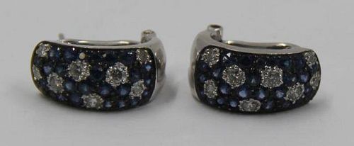JEWELRY. 18kt Gold, Diamond and Sapphire Earrings.