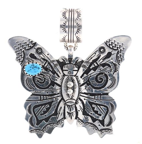 Navajo Richard Singer Butterfly Sterling Pendant