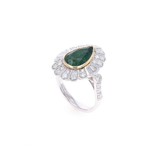 2.70ct Emerald VS Diamond & 18k Two Tone Ring