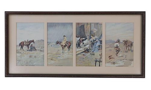 C. M. Russell "Just a Little" Four Framed Prints