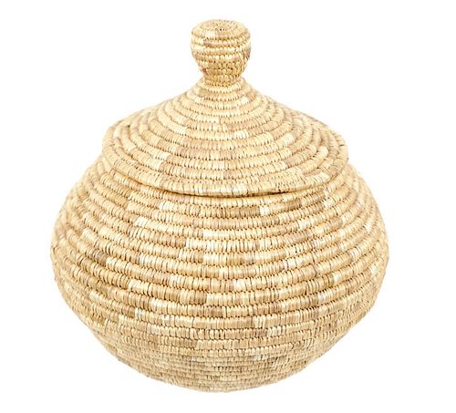 Original Inupiaq Woven Basket By Janet Geary